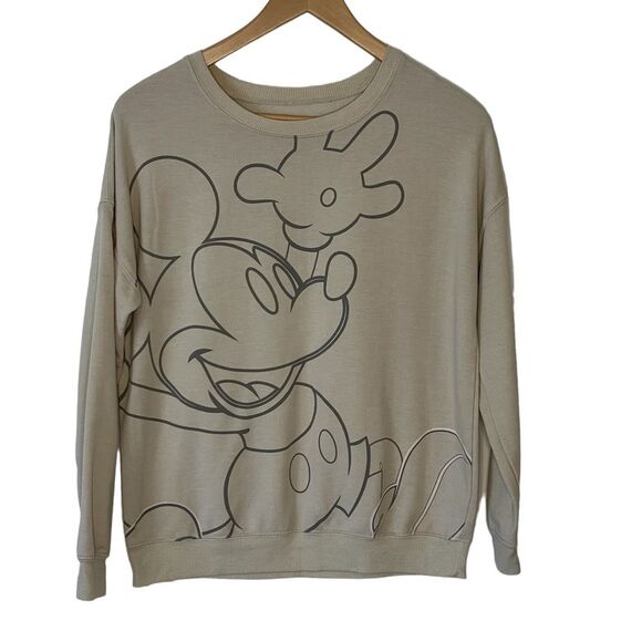 Disney Tops - Disney Mickey Mouse Women's Cream Oversized Sweatshirt Size Small